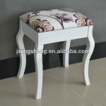 White kd shabby chic wood stool with soft and comfortable cushion