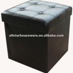 Faux Leather Folding Cube Modern Storage Ottoman with Button-4A-112HB