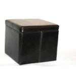 Foldable faux leather storage stool and box