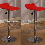 9009R Air Lift Adjustable Bar Stool with Vinyl Seat, Red and Chrome Finish, Set of 2