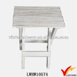 small vintage distress white wood folding stool-LWHW10574