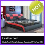 2013 red genuine leather modern bed 2818#