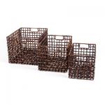 Set 3 of water hyacinth basket with brown color
