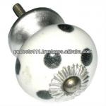 Ceramic Knobs white+ black polka dots