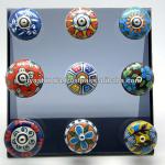 Ceramic Drawer Pull Knobs with Metal Fittings -Handpainted