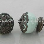 Antique Ceramic Door and Cabinet Knobs with Antique Mesh Hardware-