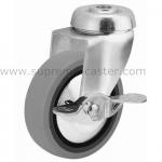 Swivel Caster with Side Brake with threadguard and bolt hole