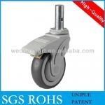 3 inch TPR solid plug medical caster with brake