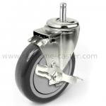 Stainless Steel Top Side Brake Swivel Caster with friction stem with thread guard-S125-SSB7-PP-PU-PTG-FSg