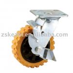 2012 Heavy duty double ball bearing side brake pu caster wheel