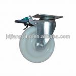 Industrial medium-sized caster made of white pp or pa/Total brakes
