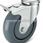 Medium Duty Bolt Hole with Total Brake PU Wheel Caster