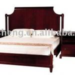 wooden hotel bed