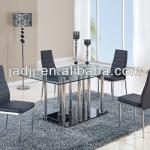 JC-30 5PC Modern Global Furniture Glass Dining Table&amp;4 Black Chairs Dining Set-JC-30