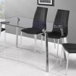 Top glass and bottom glass clear tempered rectangle dining Table with unique legs-D-112326