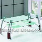 glass coffee table with wood plate-CT634