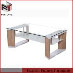 cheap tempered glass top wooden coffee table for sale