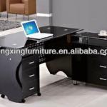 Modern Office furniture Tempered Glass top MDF Executive Desk with Central Locker HX-L031