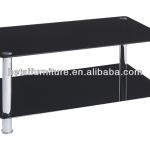 Black/Chrome Glass with Metal Tube Coffee Table