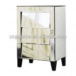 New Arrival modern silver mirrored nightstand of 3 drawers, mirrored side table, mirrored furniture manufacturer