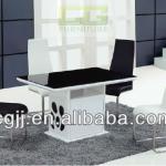 modern MDF with black tempered glass top dining table