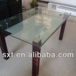 2013 latest design wooden dining table with glass top