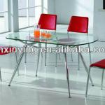 2/4/6 person tempered glass pu leather dining table and chair furniture
