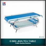 metal chromed frame bent glass center table SJ106B