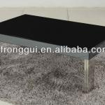 black tempered glass top stainless steel legs coffee table modern style