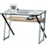 Glass Top Computer Desk With Open Shelf LZ-1337