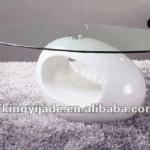 Unique design round glass center table with white gloss coffee table-JY-30