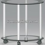 2 tiers small round glass table
