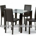 glass dining table and leather chair