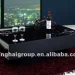 Modern Black Glass Coffee Table with Side Drawers MCT-2272