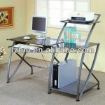 Glass Metal Modular Computer Desk With Bookshelf LZ-13-02