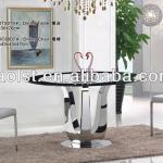 foshan furniture high quality round tempered glass top dining table