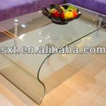 2013 high quality cheap hot bend glass coffee table design