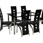 Glass Chrome Cream Dining Set with 6 Chairs-31550&amp;31710