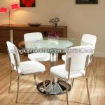 Dining Set Glass Round Table 4 x White American Diner Chairs / Chair