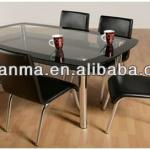 Black Rectangle Glass Cover Dining Table