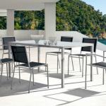 Outdoor 304 stainless steel and glass dining table set
