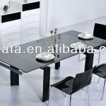 2013 luxury glass dining room furniture is used COATED ALUMINUM LEGS and 10MM TEMPERED GLASS to be finished