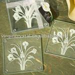 Fashion one color printing glass coaster sets