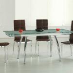 Modern glass and metal dining table and chair set