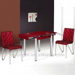 2013 Europe Popular Extention Tempered Glass Stable Metal Dining Room Set