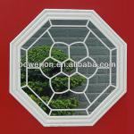 Octagonal decorative white iron framed garden mirror-PL08-34194-1