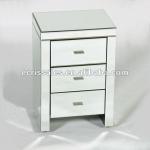 Black glass antique three drawers mirrored bedside table furniture