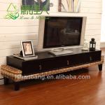 Best Selling Fixed Wooden base Ratten TV Stand set