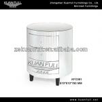 Modern round nightstand with 3 drawers mirror bedroom furniture