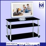 Black glass with Chormed Steel tube TV stand MGR-9714